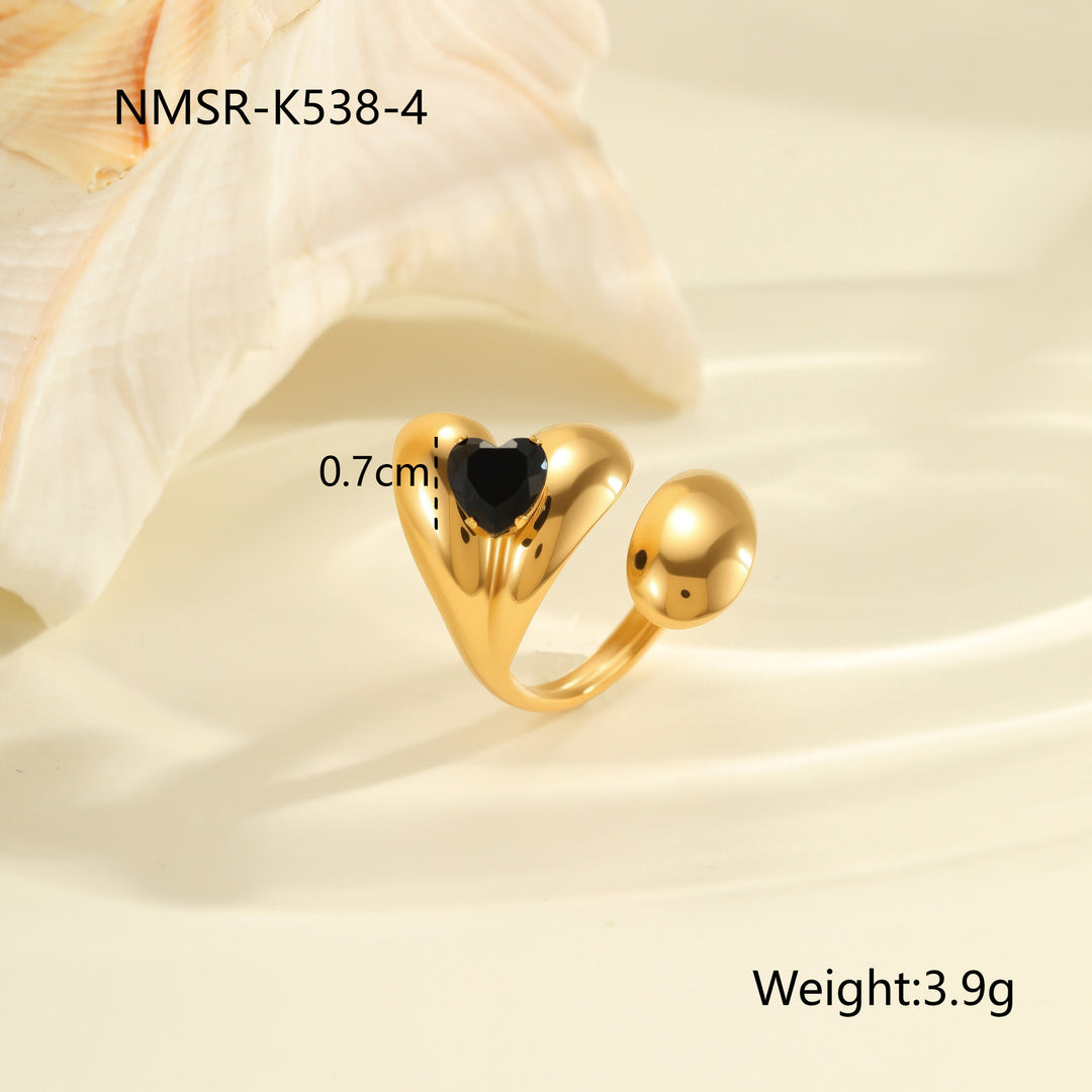 Inlaid Zircon Titanium Steel Ring For Women