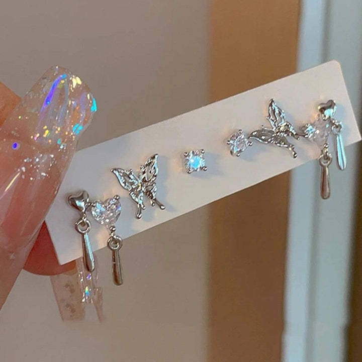 Special-interest Design Women's Cute Liquid Butterfly Earrings 6-piece Set