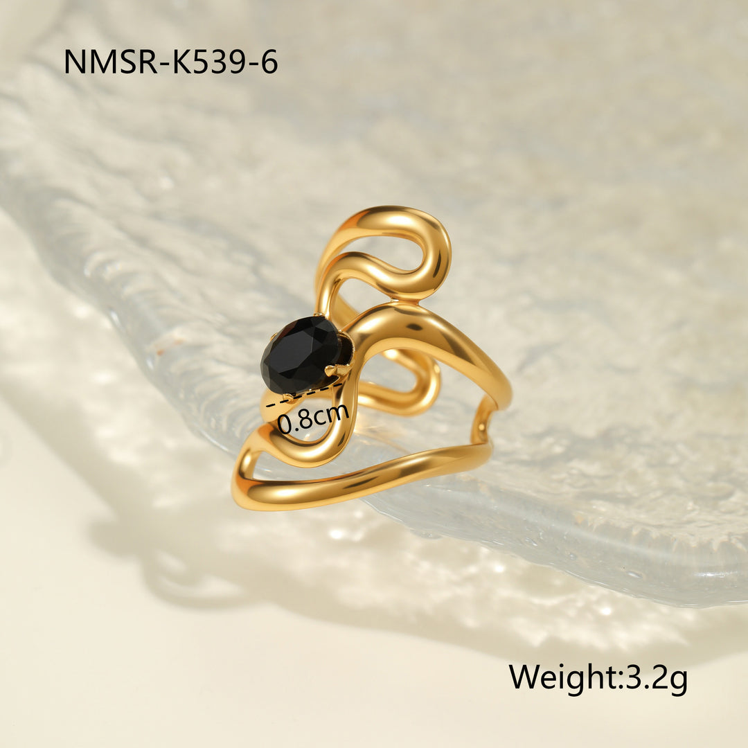 Inlaid Zircon Titanium Steel Ring For Women