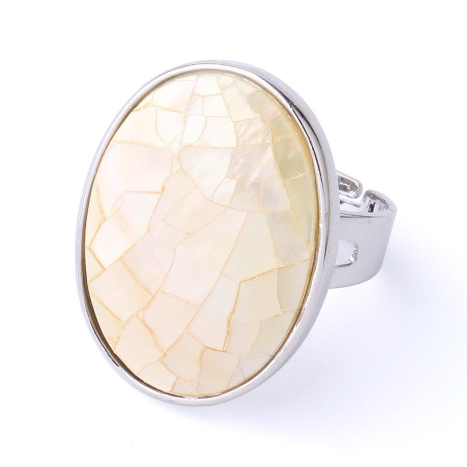 Natural Abalone Shell Adjustable Ring Ornament Women