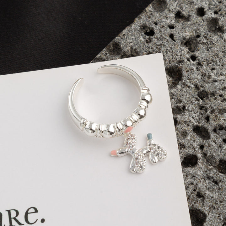 Finger Ring With Dog,silvery Color,Only Self-pickup Is Supported, And The Displayed Prices Are All Self-pickup Prices