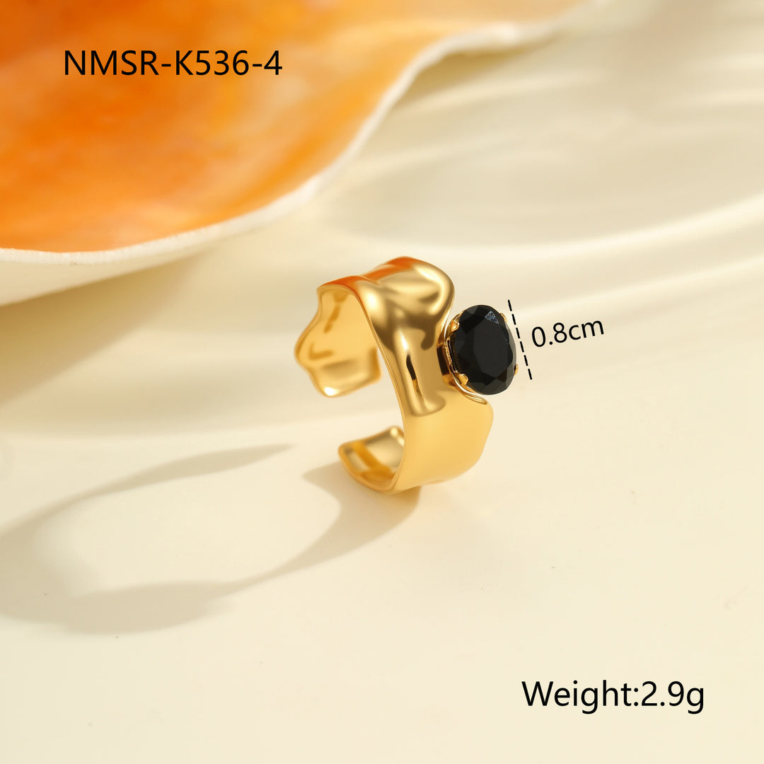 Inlaid Zircon Titanium Steel Ring For Women