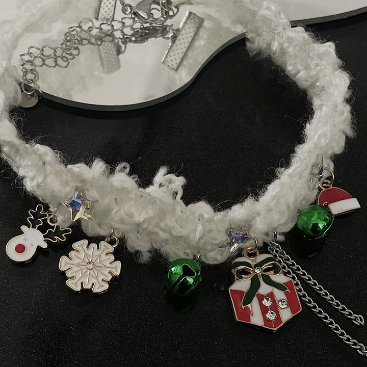 Christmas Bell Snowflake Elk Necklace