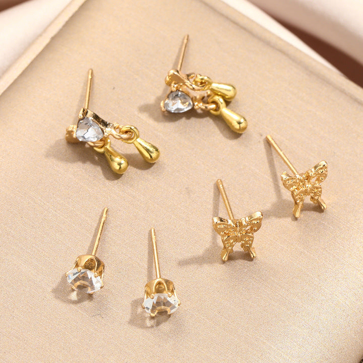 Special-interest Design Women's Cute Liquid Butterfly Earrings 6-piece Set
