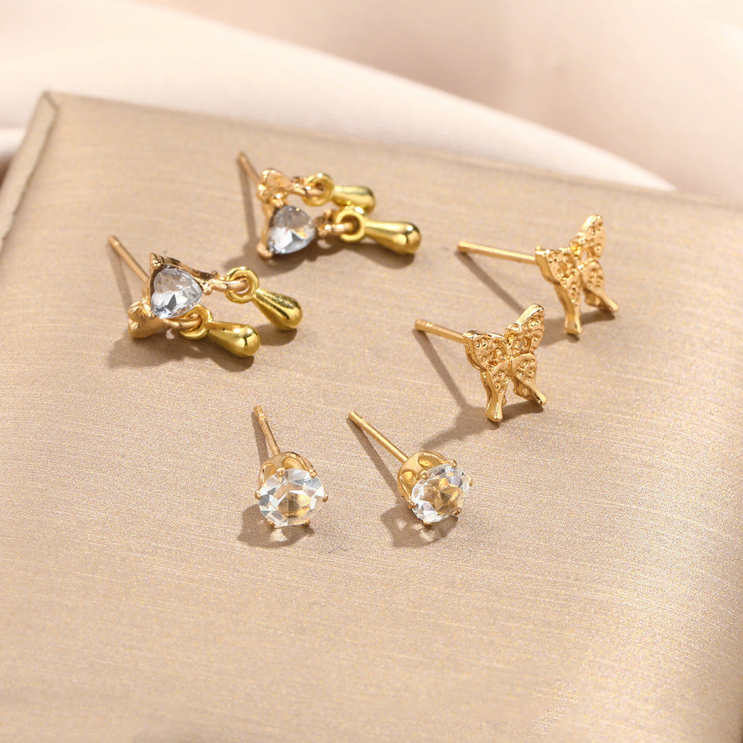 Special-interest Design Women's Cute Liquid Butterfly Earrings 6-piece Set