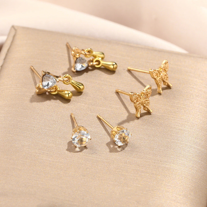 Special-interest Design Women's Cute Liquid Butterfly Earrings 6-piece Set