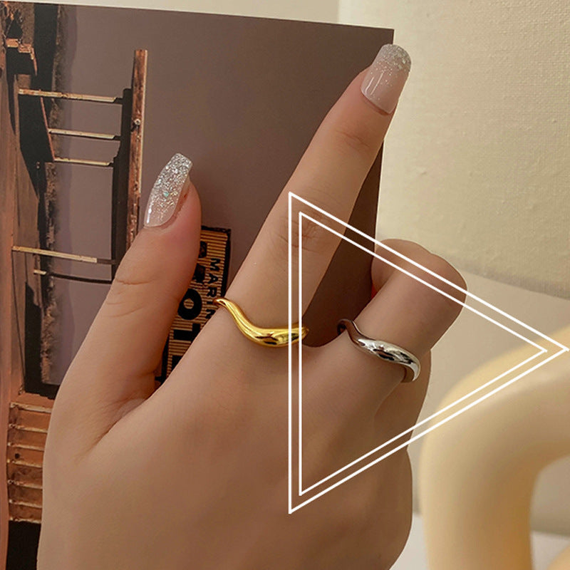 Japanese Classic Irregular Wave Ring Ins Cold Style