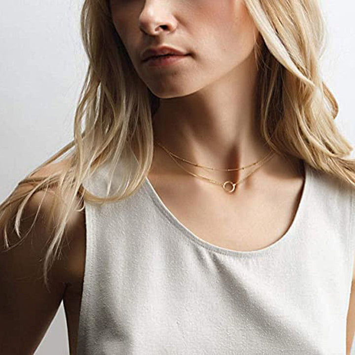 Retro Simple Round Ring Double-layer Necklace