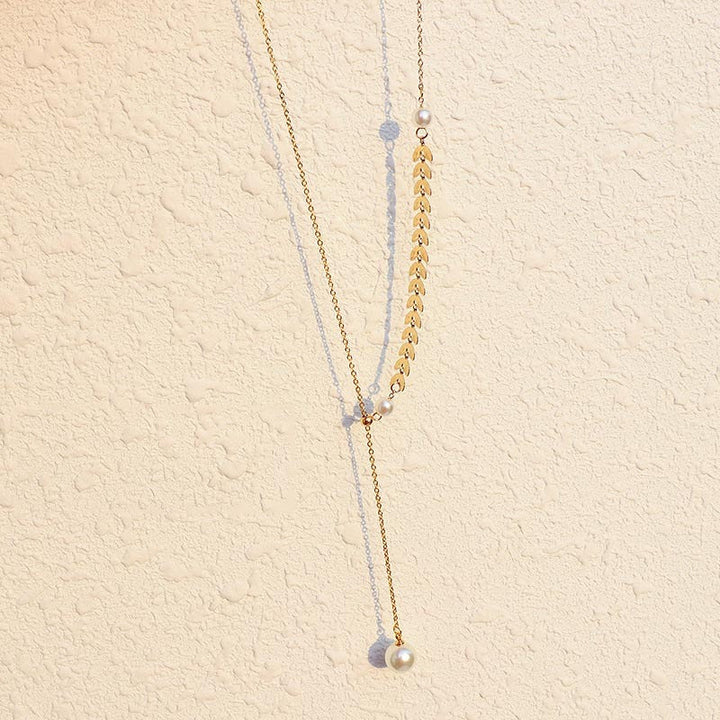 Fashion Simple Phoenix Tail Pearl Clavicle Necklace