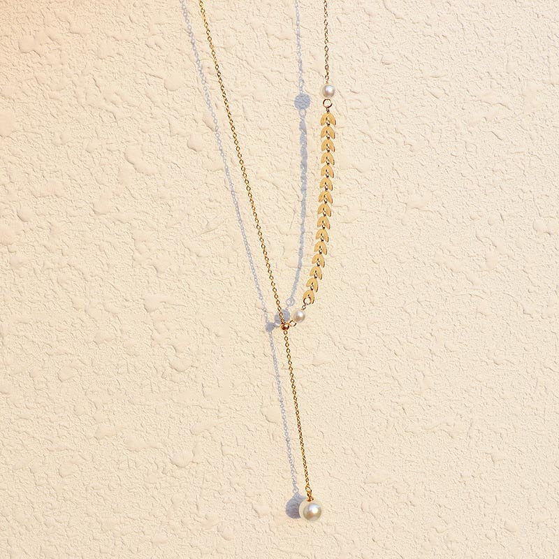 Fashion Simple Phoenix Tail Pearl Clavicle Necklace
