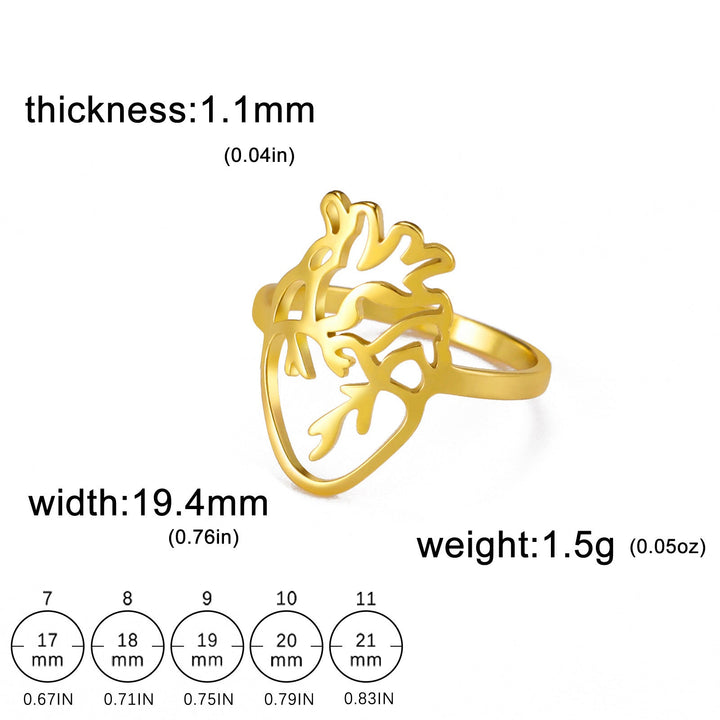 Cut Titanium Steel Hollow-out Brain-shaped Ring
