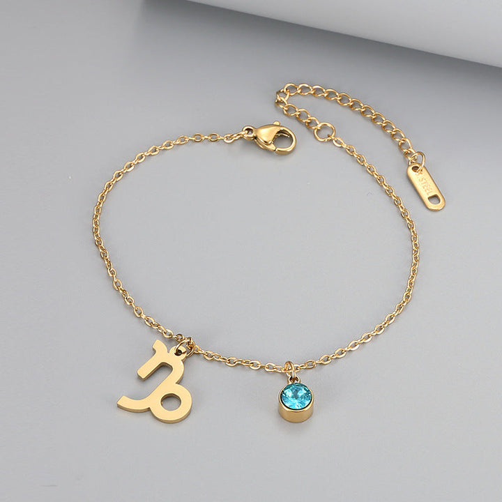 Retro Fashion Constellation Bracelet Inlaid With Blue Zircon