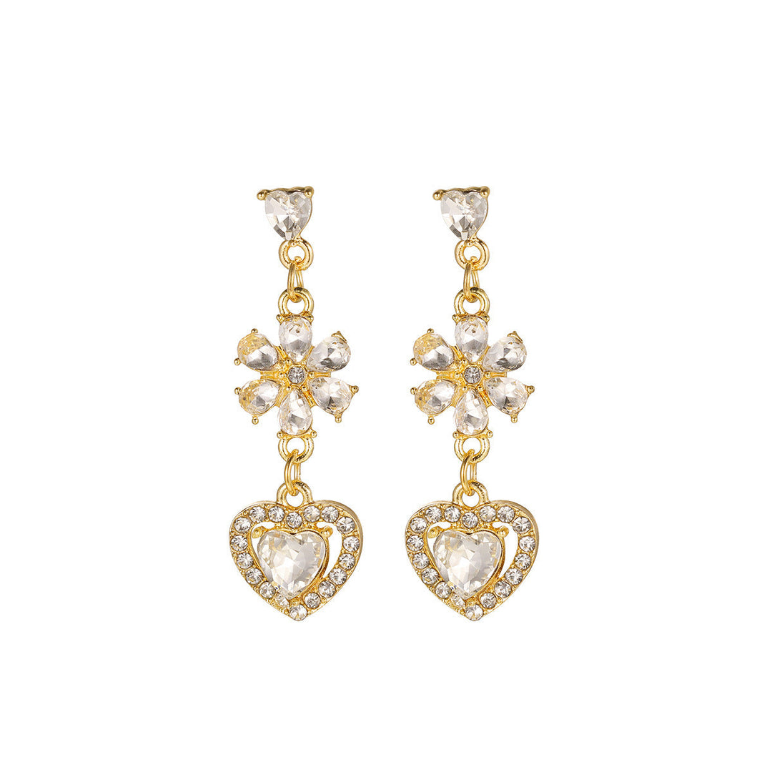 Love Heart Stud Earrings Female Super Zircon
