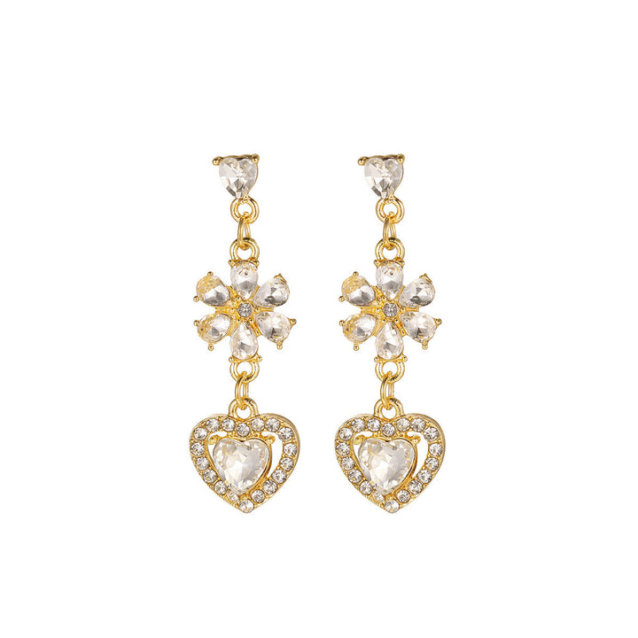 Love Heart Stud Earrings Female Super Zircon