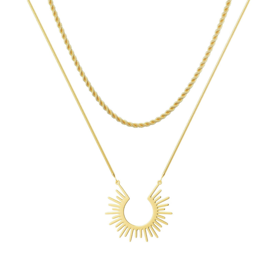 European And American Style Simple Style Small Sun And Moon Necklace