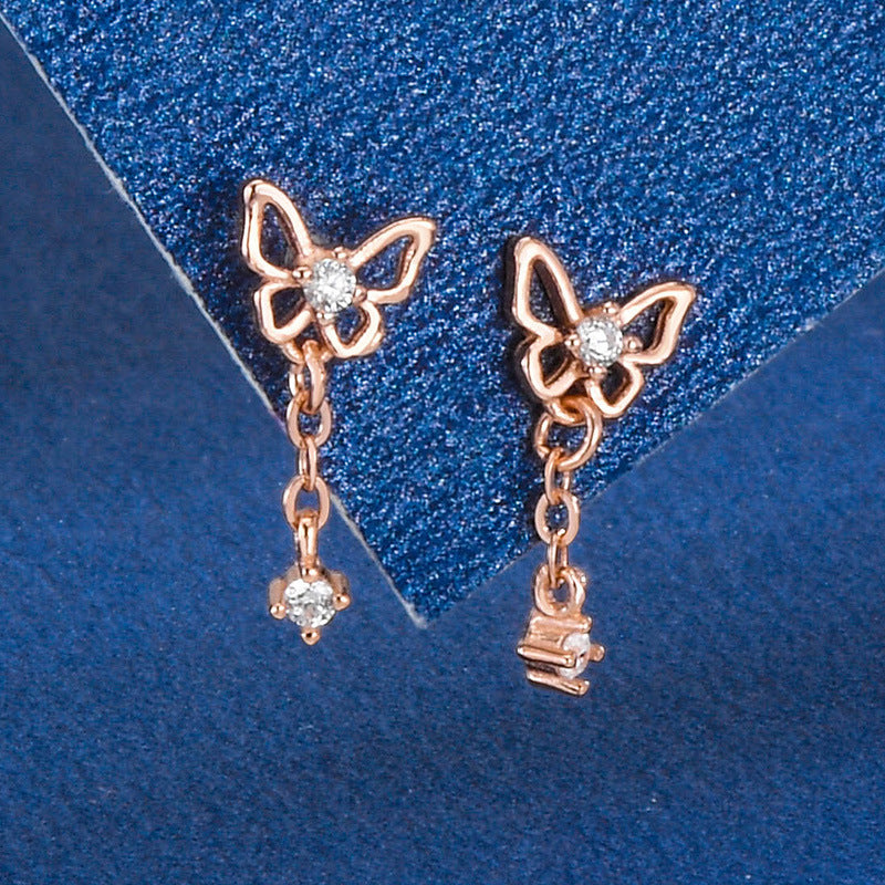 925 Silver Bow Screw Diamond Stud Earrings