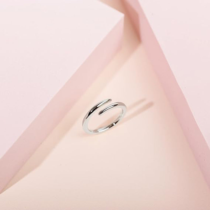 Couple Simple Plain Glossy Gold Stainless Steel Ring