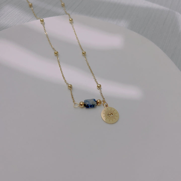 Natural Stone Necklace Women's Titanium Steel No Fading Stainless Steel Clavicle Chain
