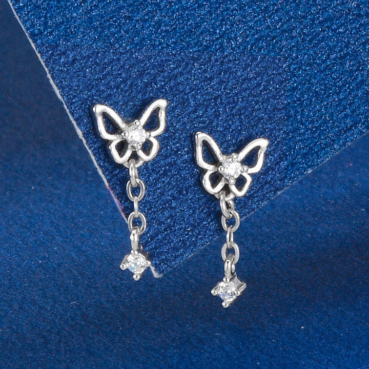 925 Silver Bow Screw Diamond Stud Earrings
