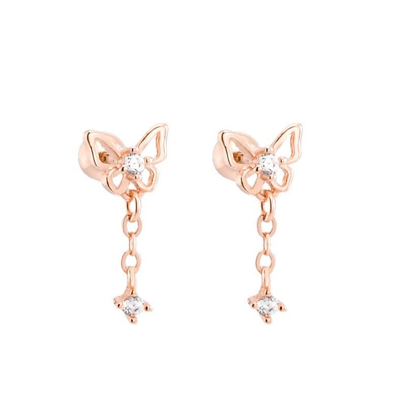 925 Silver Bow Screw Diamond Stud Earrings