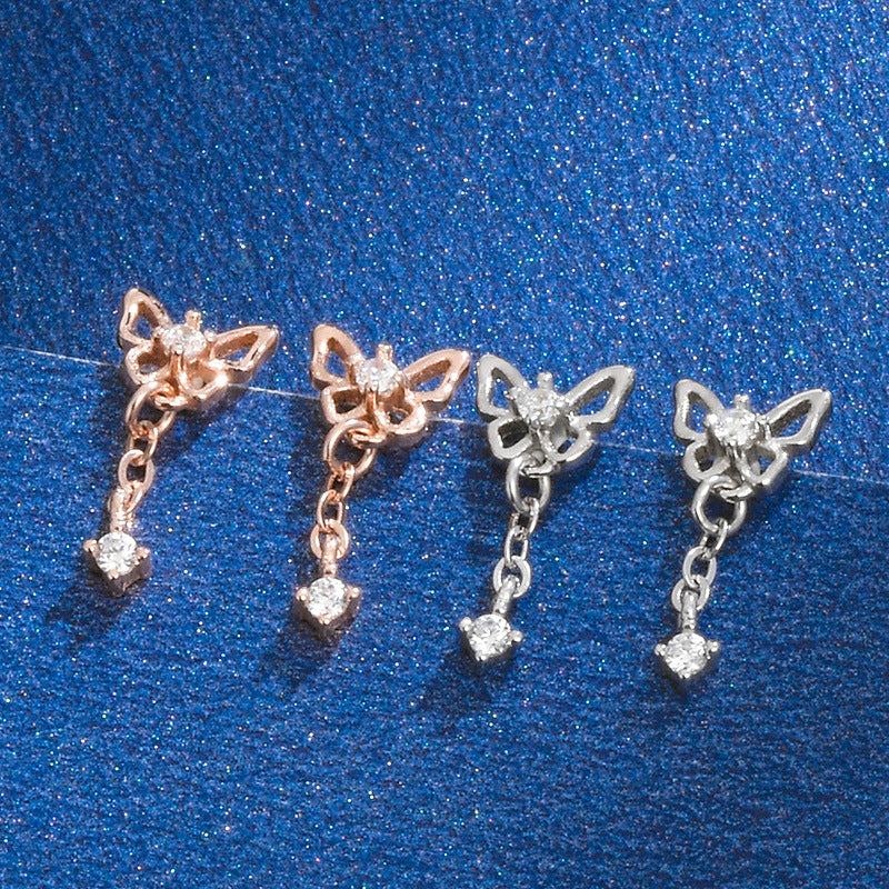 925 Silver Bow Screw Diamond Stud Earrings