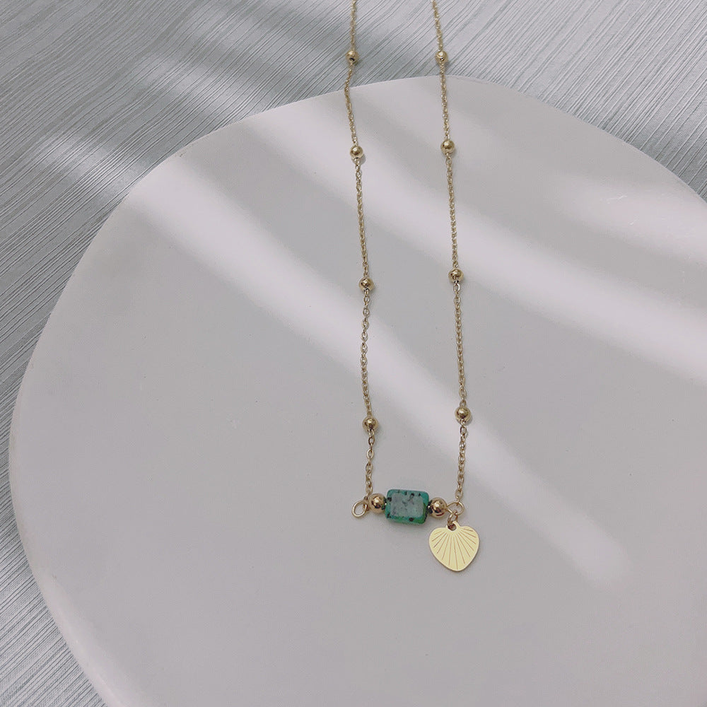 Natural Stone Necklace Women's Titanium Steel No Fading Stainless Steel Clavicle Chain
