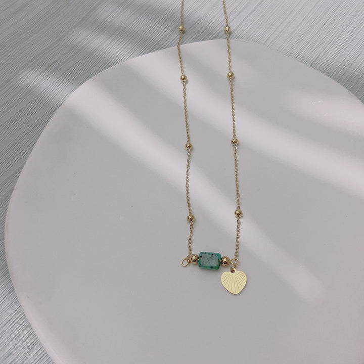 Natural Stone Necklace Women's Titanium Steel No Fading Stainless Steel Clavicle Chain
