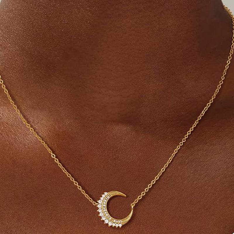 European And American Style Simple Style Small Sun And Moon Necklace