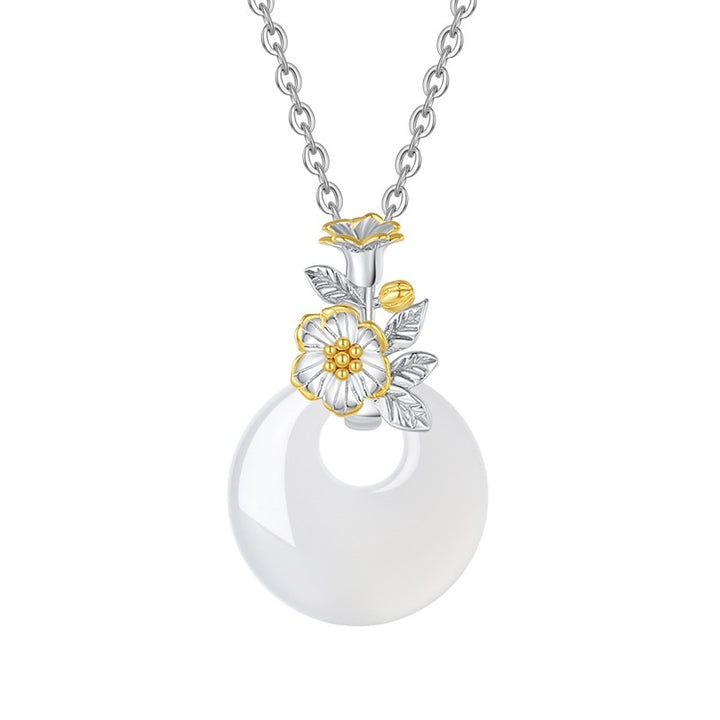 The 12 Floras White Chalcedony Peace Buckle S925 Silver Necklace