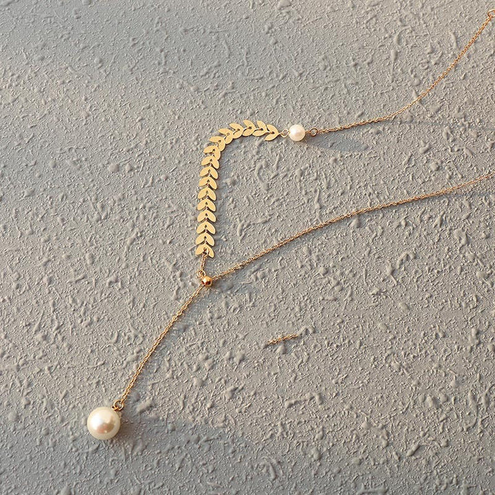 Fashion Simple Phoenix Tail Pearl Clavicle Necklace