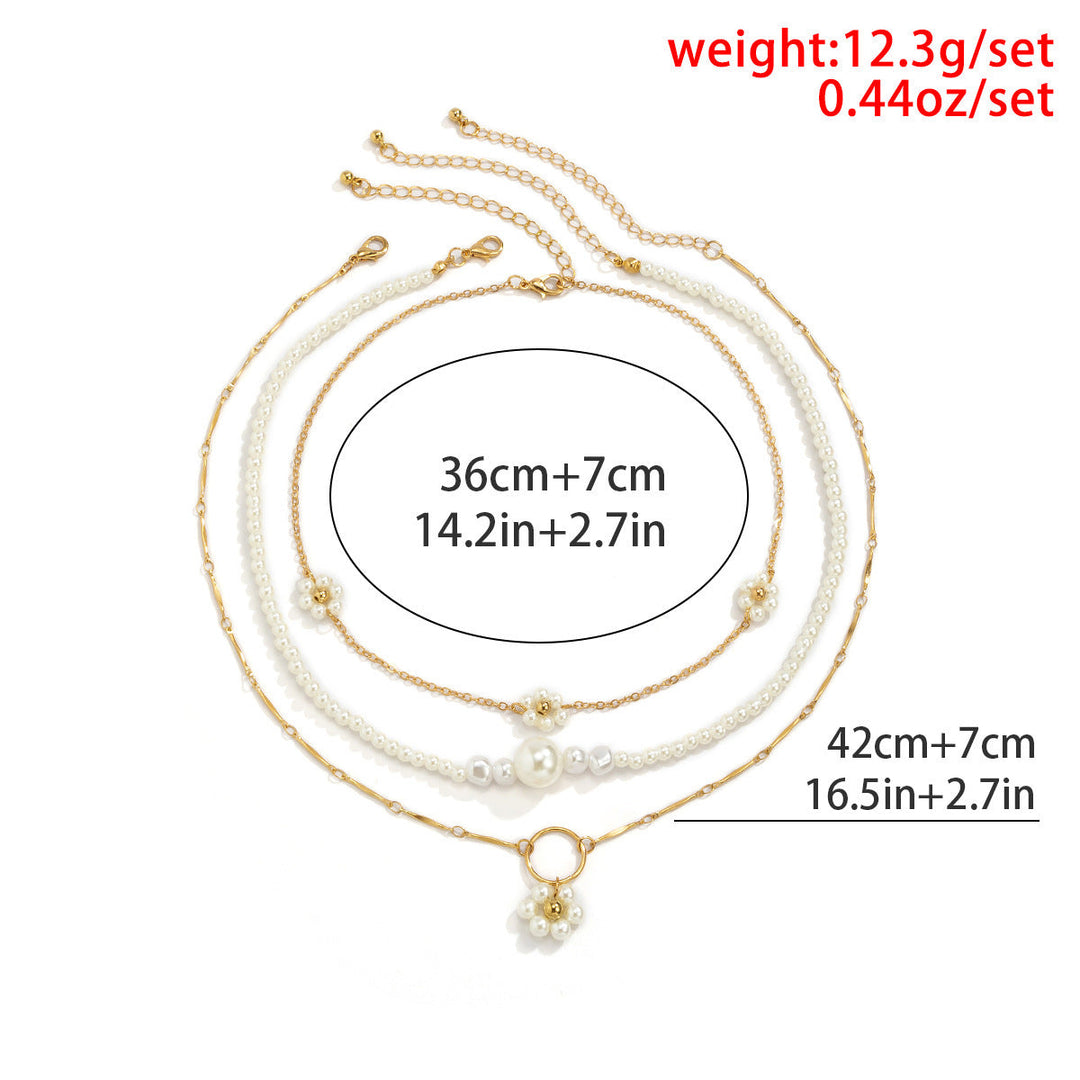 Vintage Flower Imitation Pearl Clavicle Necklace Simple