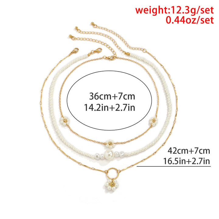 Vintage Flower Imitation Pearl Clavicle Necklace Simple