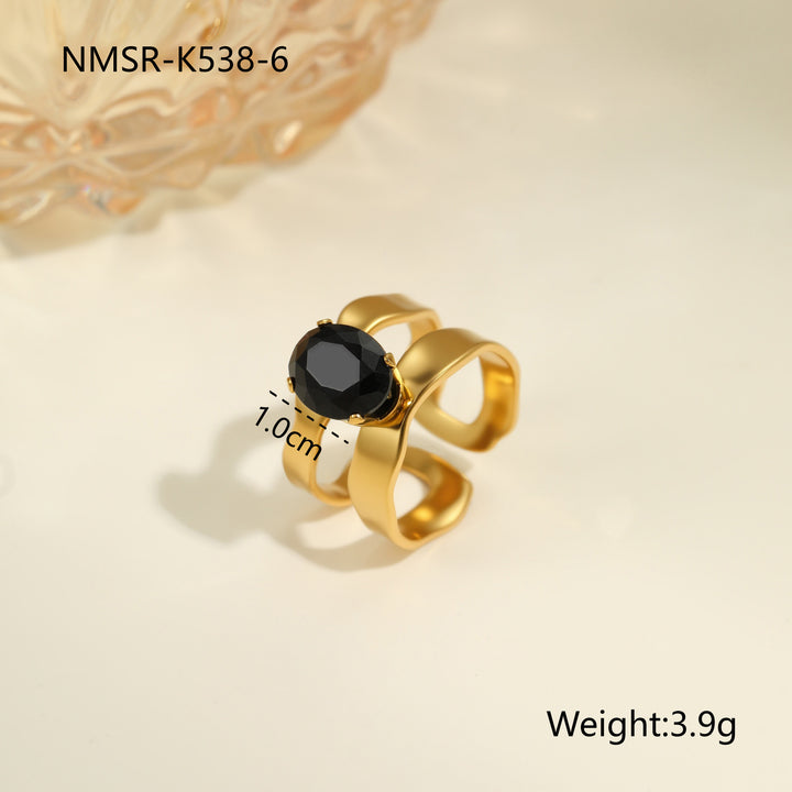 Inlaid Zircon Titanium Steel Ring For Women
