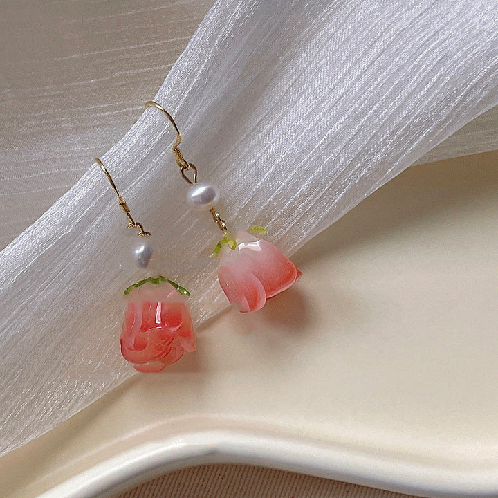 925 Silver Needle Sen Rose Water Pearl Earrings