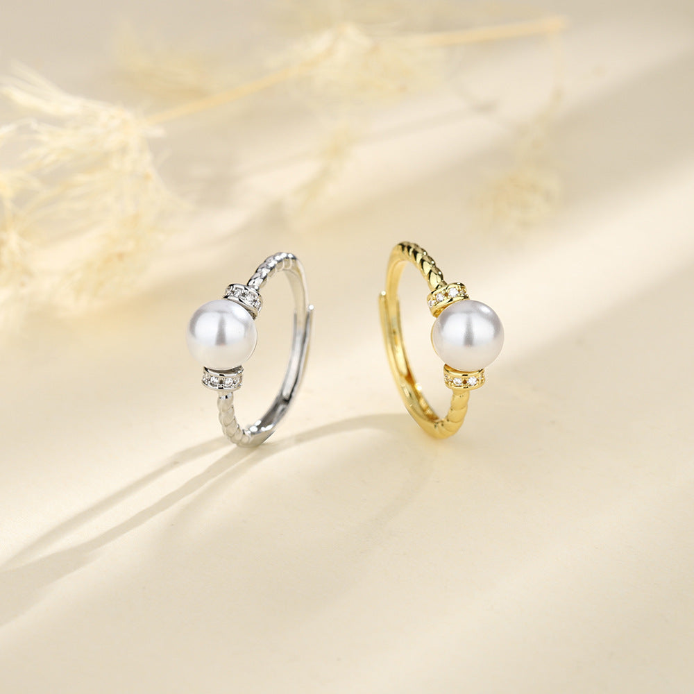 Antique Twist Pearl Ring High Sense
