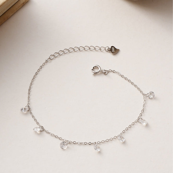 Women's Sterling Silver Super Flash Zircon Bracelet Simple