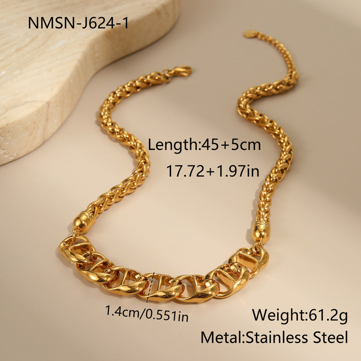 Stainless Steel Necklace, Gold Plated, No Fading, All-matching
