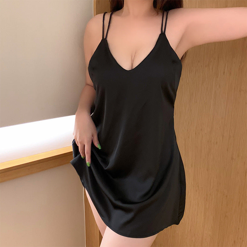 Female Pure Color Minimal Versatile Slip Nightdress