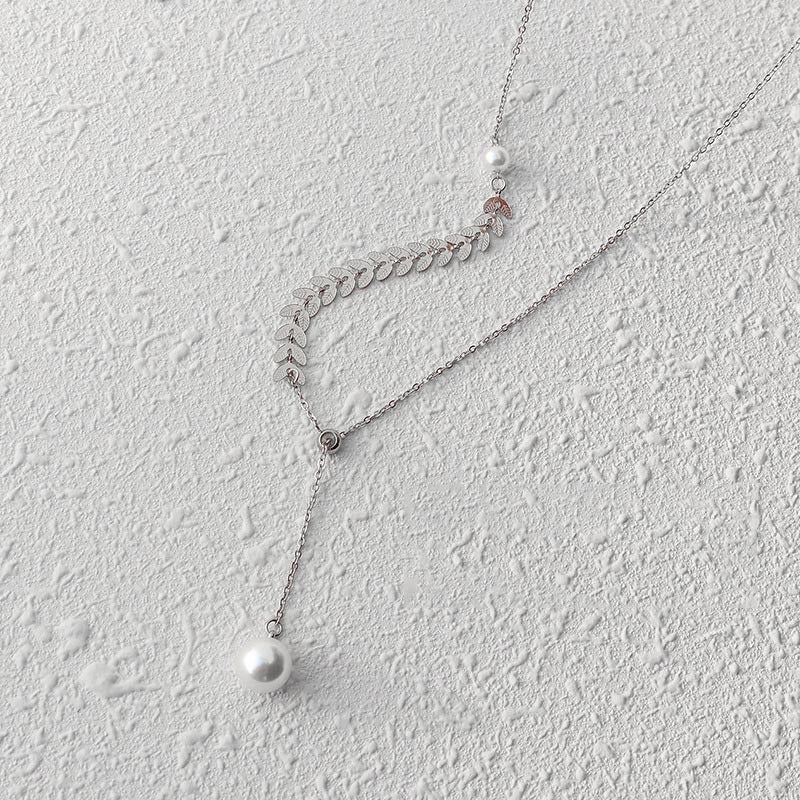 Fashion Simple Phoenix Tail Pearl Clavicle Necklace