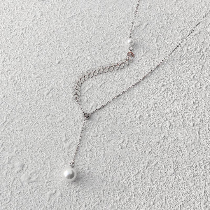 Fashion Simple Phoenix Tail Pearl Clavicle Necklace