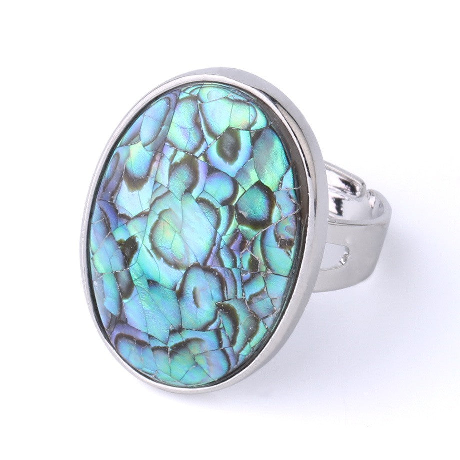 Natural Abalone Shell Adjustable Ring Ornament Women