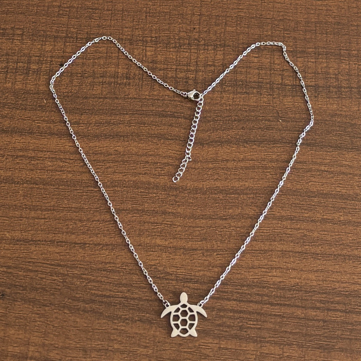 Simple Stainless Steel 18K Gold Plating Colorfast Hollow Turtle Necklace