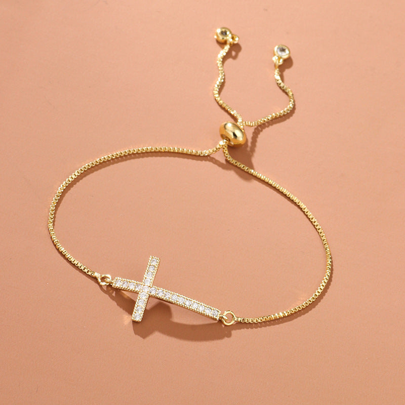 Women's Fashion Zircon Cross All-match Bracelet