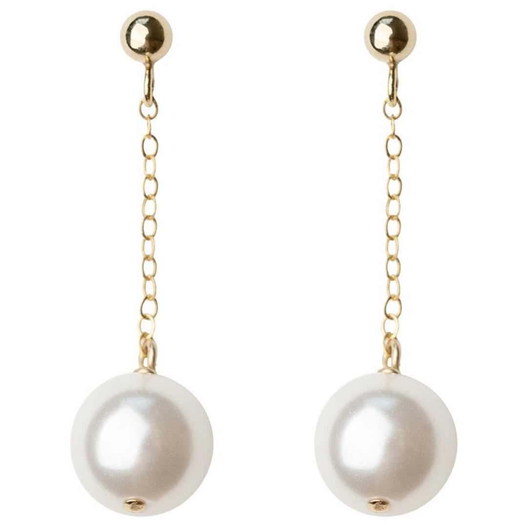 Pearl Long Fairy Temperamental 14K Gold Plated Simple Earrings