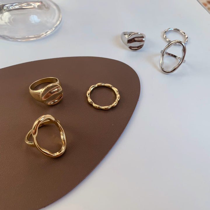 Personality Geometry Hollow Three-piece Ring Set