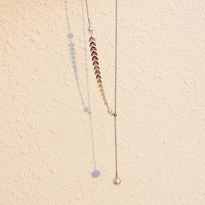 Fashion Simple Phoenix Tail Pearl Clavicle Necklace