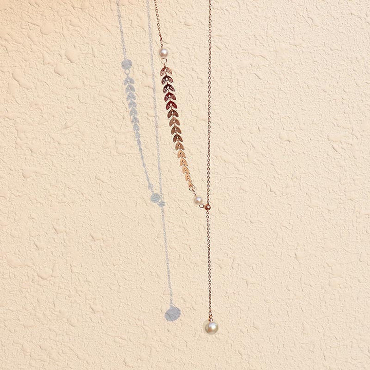 Fashion Simple Phoenix Tail Pearl Clavicle Necklace