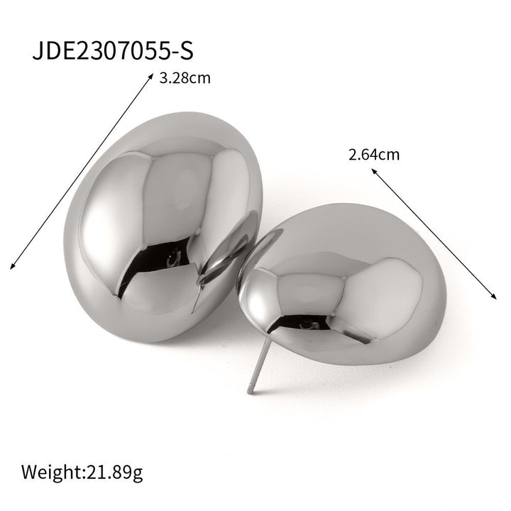Fashion Special-interest Stainless Steel Plated 18K Glossy Round Bean Earrings