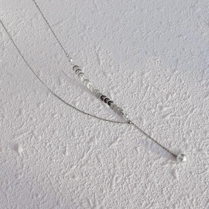 Fashion Simple Phoenix Tail Pearl Clavicle Necklace