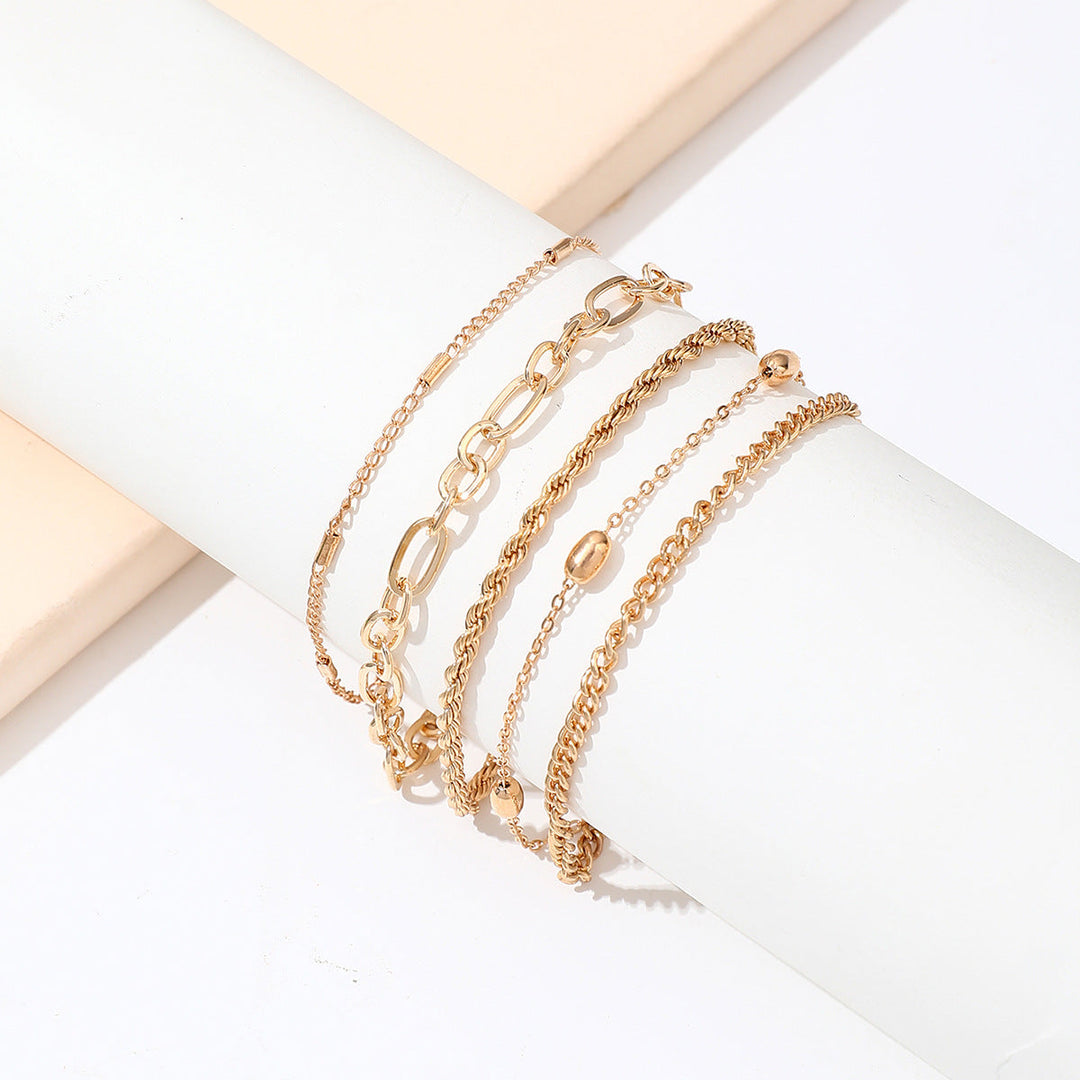 Alloy Anklet Hemp Flowers Chain 5-piece Set